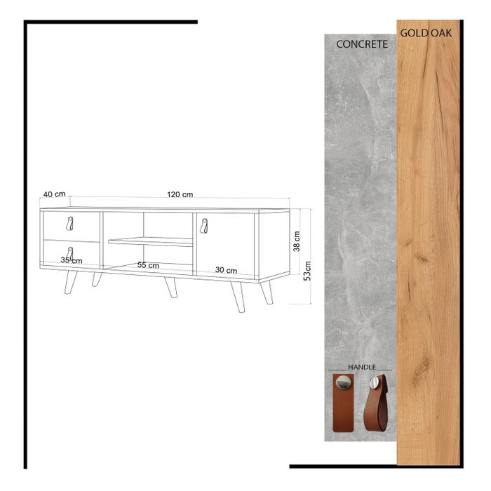 Hanah Home Mueble de TV Seva Roble y Blanco Hanah Home Mueble de TV Seva Roble y Blanco